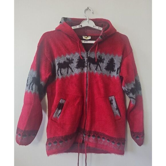 Earth ragz Other - Vintage Earthragz Wool Zip Up Hoodie Size Medium Moose Pine‎ Trees Native Style